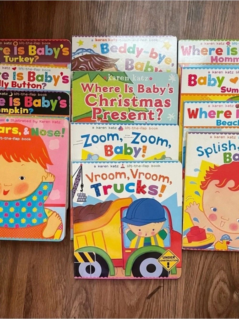 Karen Katz Board Books Baby Set of 12 Lift The Flap Trucks Summer Pumpkin